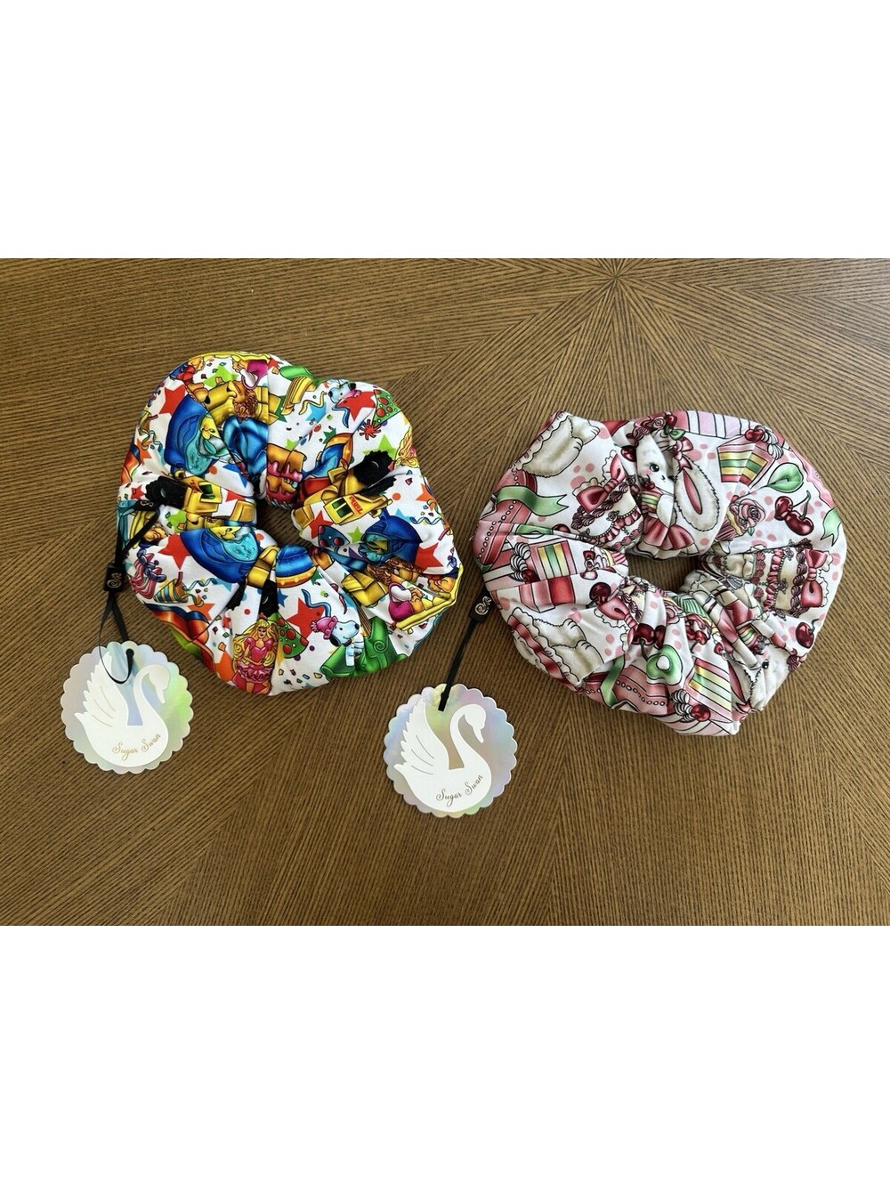Set of 2- Sugar Swan Bamboo Oversized Plush Scrunchies McDonald’s Sugar Bunny